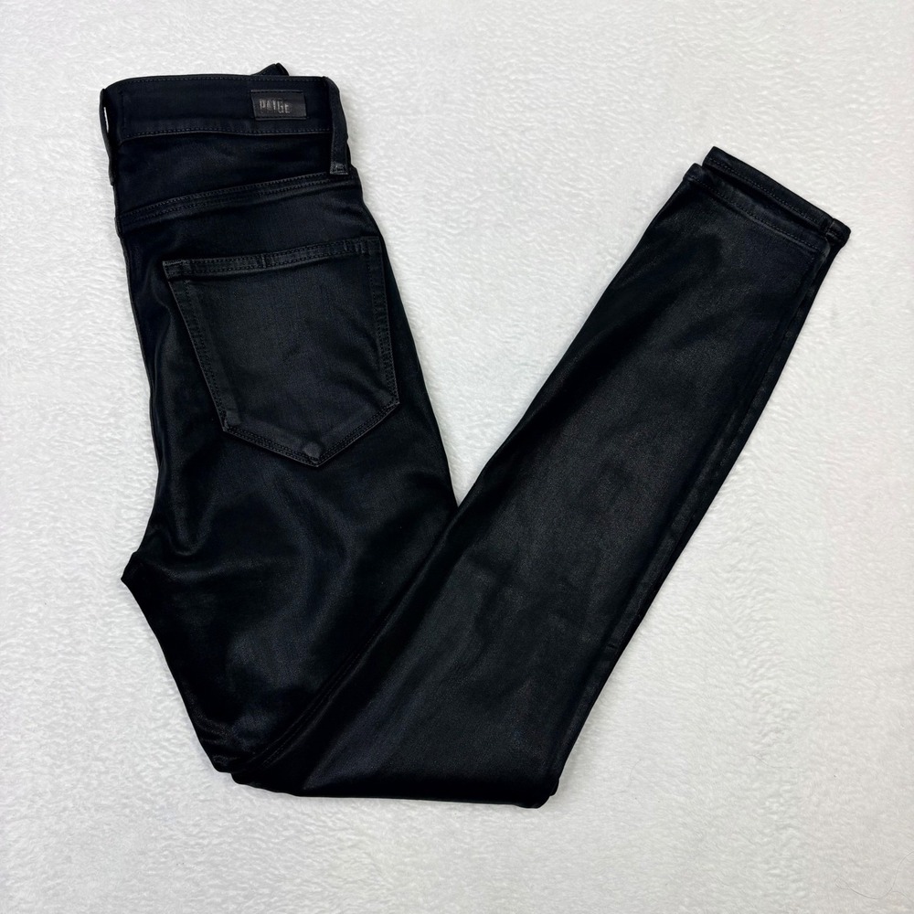 Paige Hoxton Skinny Cheeky Coated Black‎ High Rise Jeans W3364 Size 27
